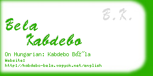 bela kabdebo business card